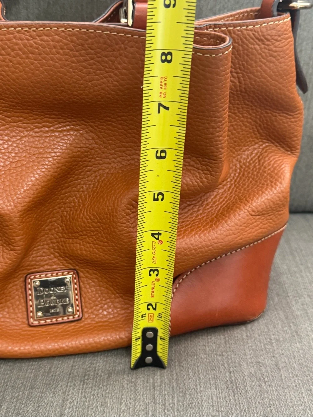 Dooney & Bourke Brenna Caramel Pebble Grain Leather Satchel Shoulder Bag